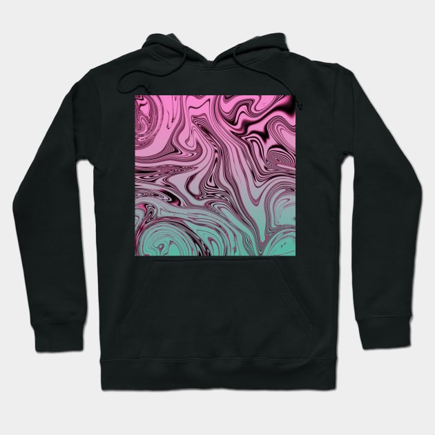 Swirls- Pink and Teal Hoodie by designsbyjuliee